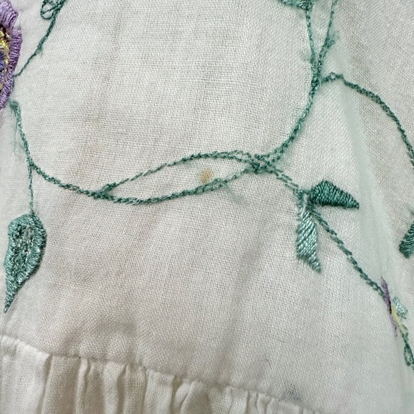 APRIL CORNELL Vintage White 100% Cotton Nightgown Dress Long Sleeve Floral Sz M - Picture 3 of 9